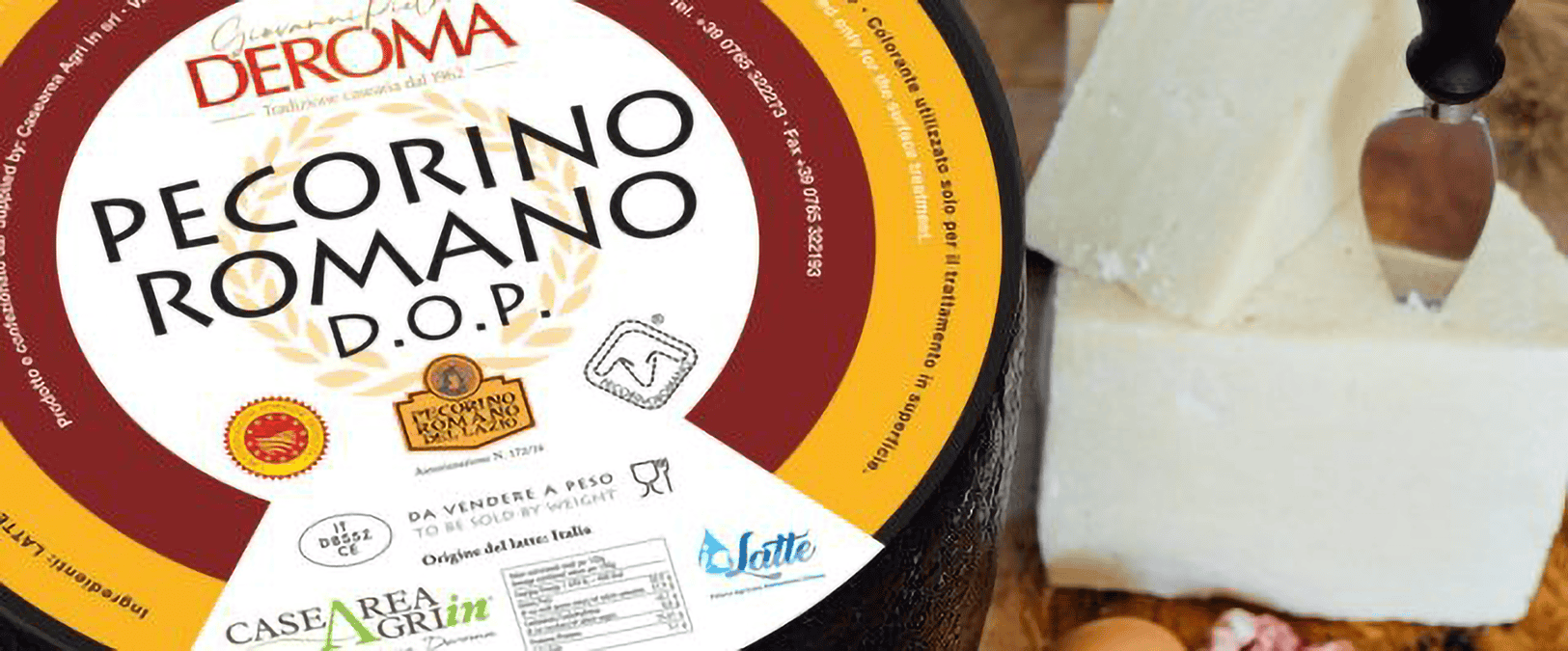 wheel of Deroma Casearia Agri In Pecorino Romano cheese